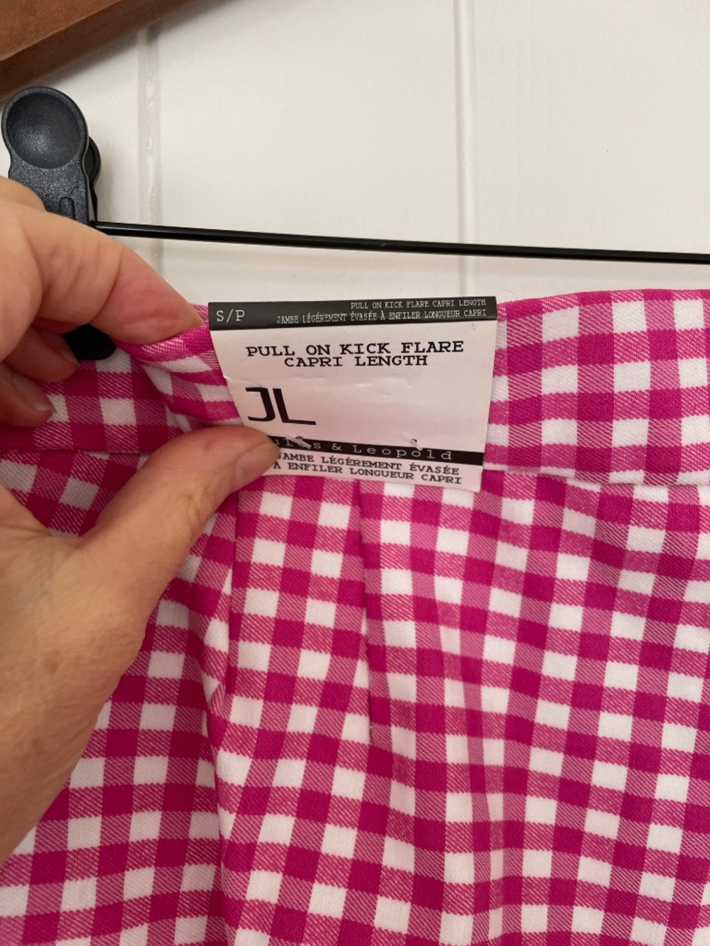 Jules & Leopold pink gingham capri stretch pants - sz S/M - Picture 7 of 8